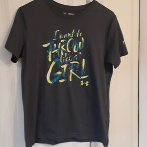 Under Armour YXL "I want to throw like a girl" shirt